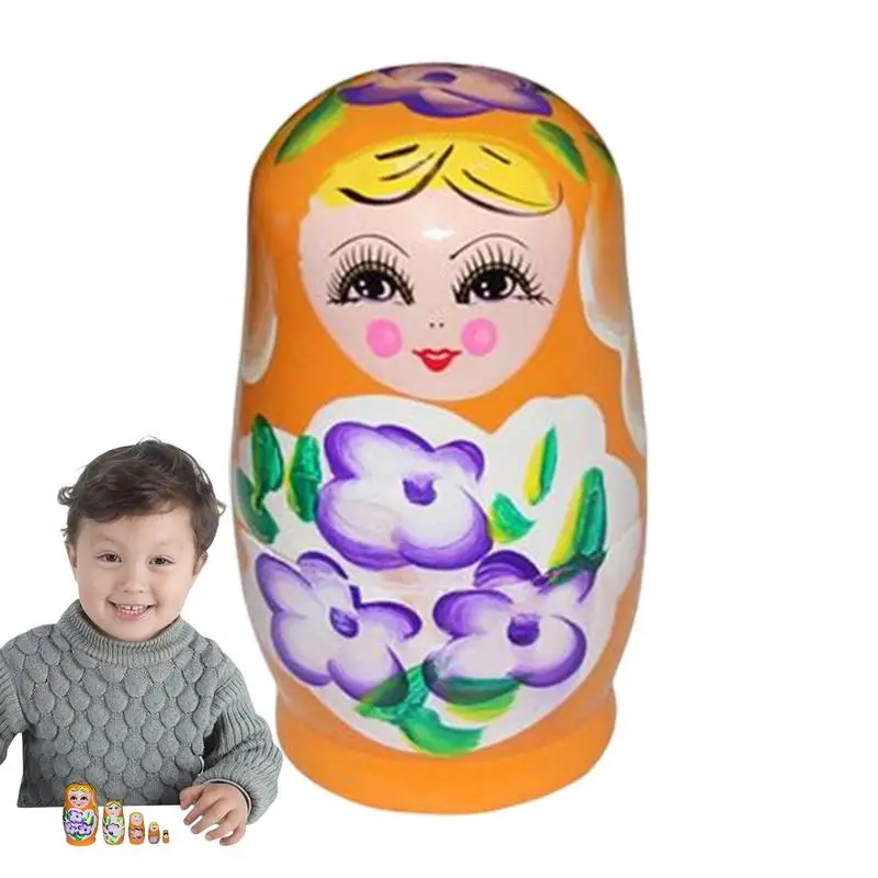 

Russian Nesting Dolls Matryoshka Russian Dolls In Dress With Bouquet Flowers Handmade Nesting Doll Toys For Children Kids