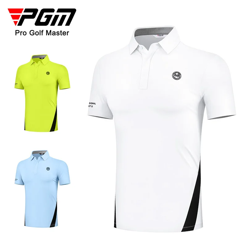 

PGM Summer Men's Golf Shirts Quick-Dry Breathable Short Sleeve Tops Outdoor Sports Sweat Absorbent Back Ventilation Holes YF462