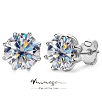 vinregem 925 sterling silver white gold 2ct moissanite 100 pass test diamond stud earrings jewelry for women gift drop shipping