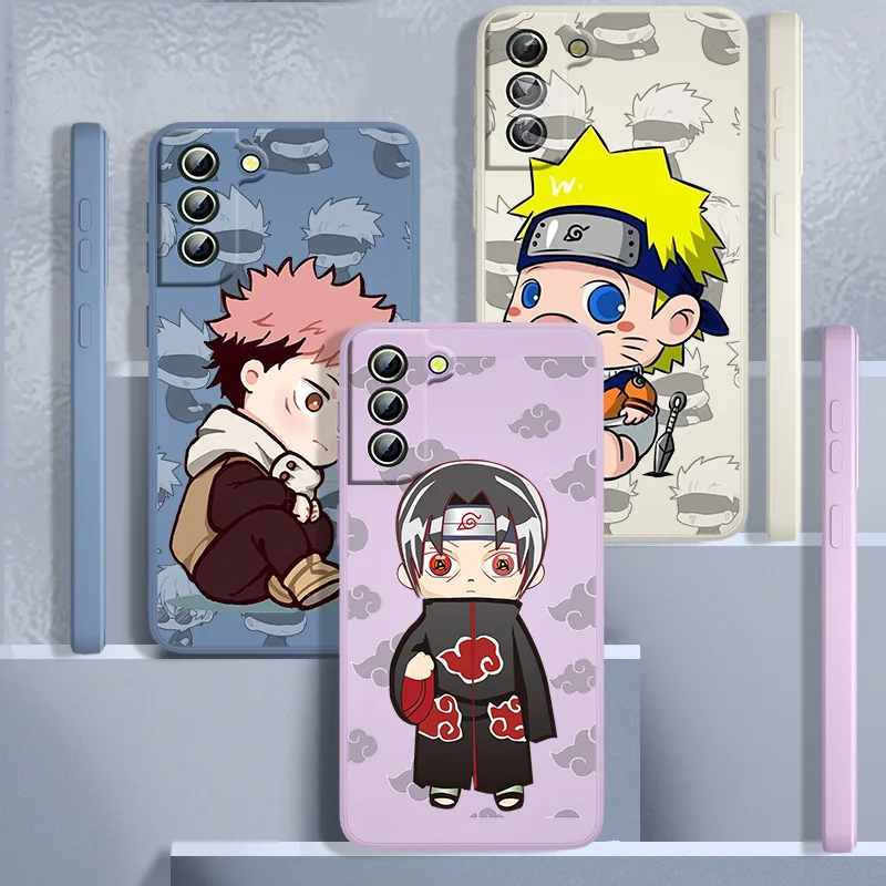 

Naruto cartoon character For Samsung Galaxy S22 S21 20 FE S10 Note 20 10 Ultra Lite Plus Liquid Rope Cover Funda Phone Case