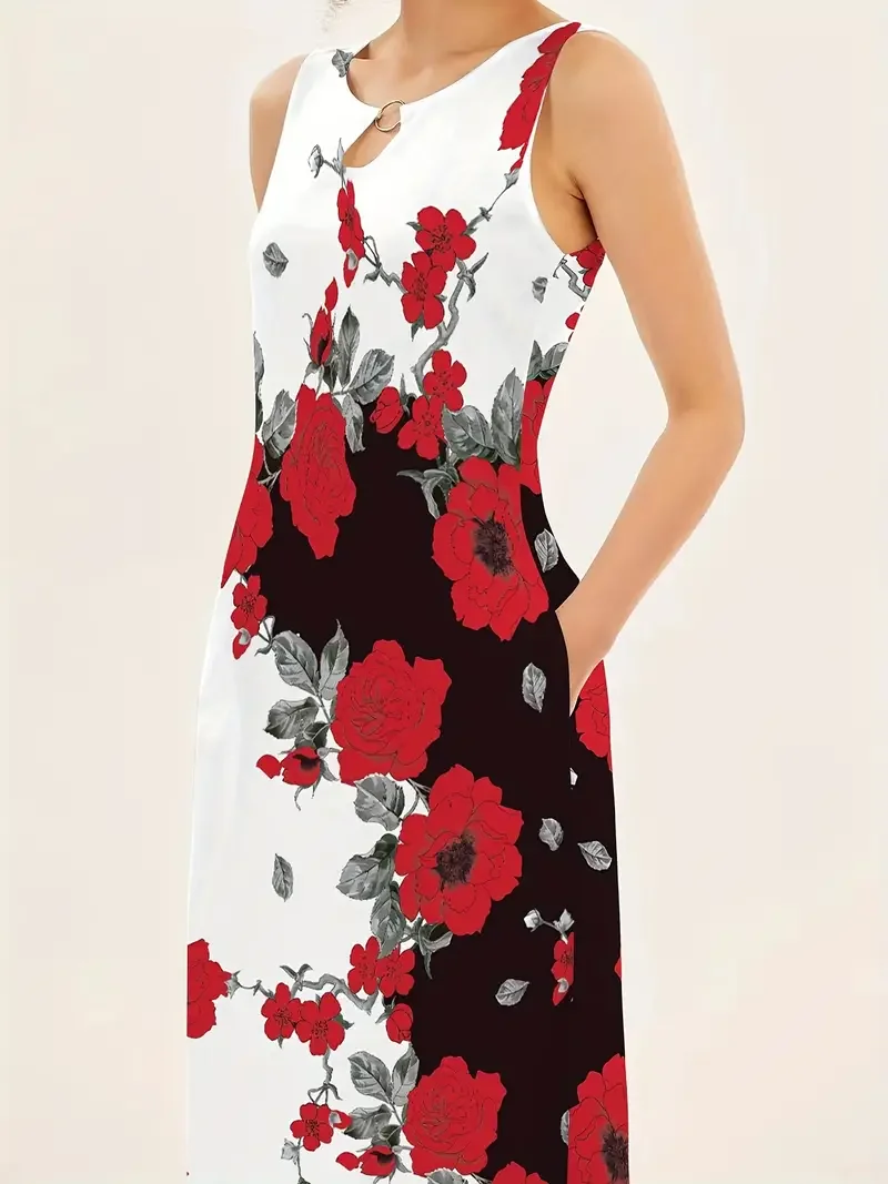 

Женское платье с цветочным принтом и карманами-выглядит стильно и комфортно на лето!