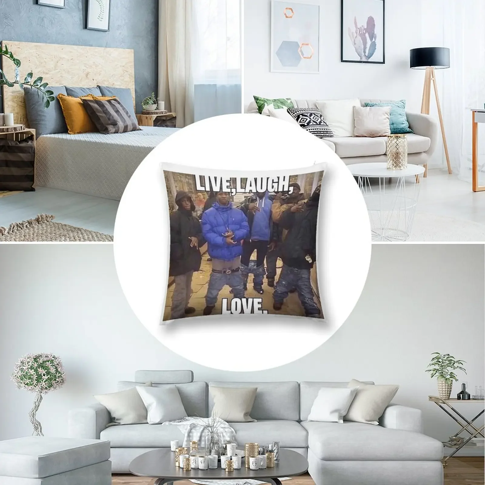 Декоративная наволочка Live Laugh Love Meme