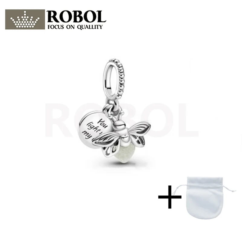 2021 Popular 100% 925 Sterling Silver Glow-in-the-dark Firefly Dangle Charm Pendent Jewelry for Women 799352C01