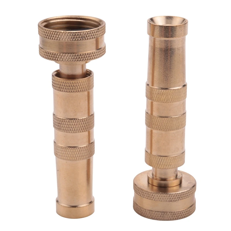 

Heavy-Duty Brass Adjustable Twist Hose Nozzle, 2 Pack, Garden Watering Brass Hose Nozzle