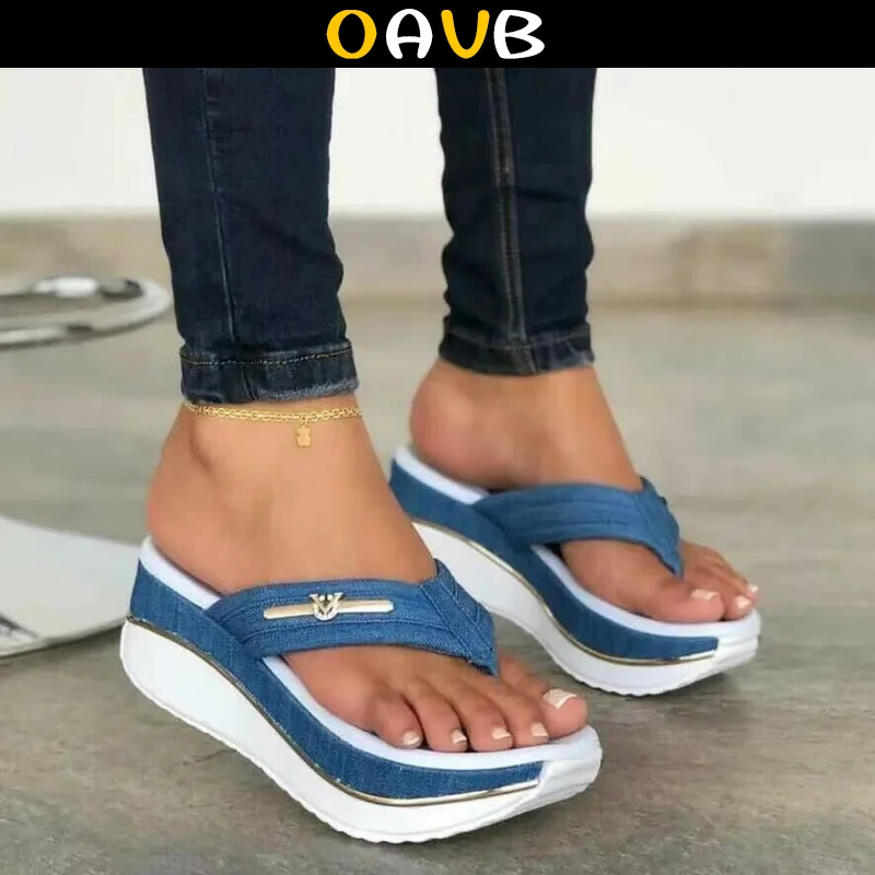 

OAVB Shoes For Women Platform Wedges Flip Flops Slippers Mixed Colors Female Sandals Ladies Outdoor Beach Slides 2023 Summer