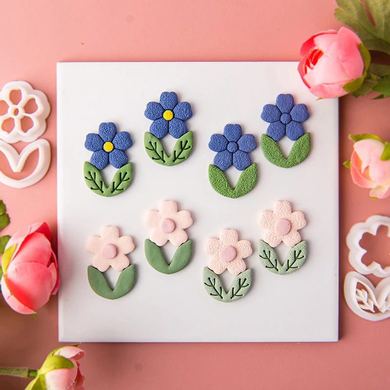 

Flower Petal Leaf Shaped Soft Polymer Clay Cutter Mold DIY Earring Cutting Die 3D Mini Cookie Mold Handmade Clay Jewelry Tools
