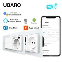 ubaro eu smart home wifi switch socket glass panel sockets and switches works with google home alexa voice remote timing control