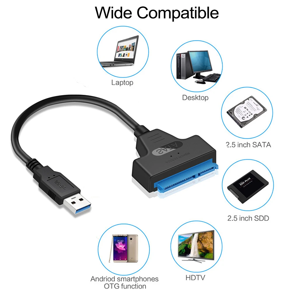 Адаптер для жесткого диска USB на SATA Переходник 3 0 и Type C III кабель преобразователя 2