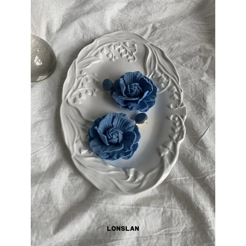 Lonslan ACC 2024 с синими привлекательными розами Элегантные модные серьги