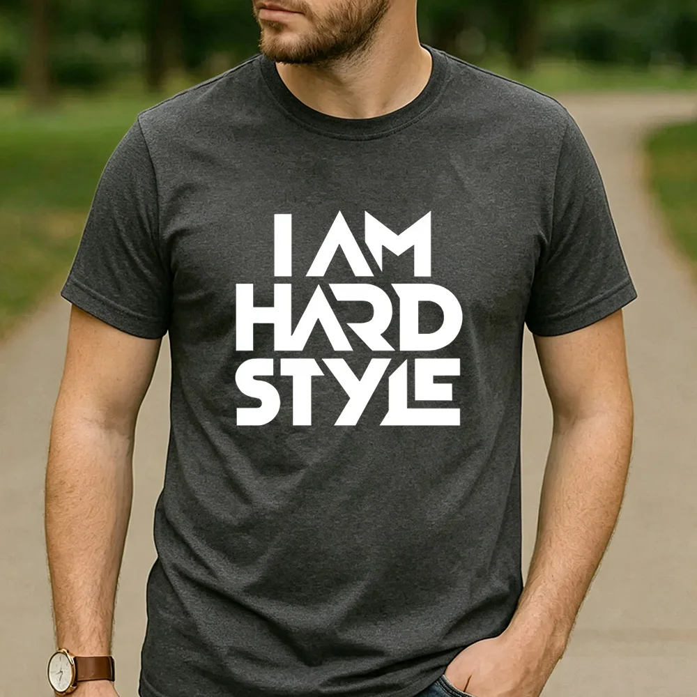 Фото Футболка из хлопка с графическим принтом I Am Hardstyle, унисекс, для мужчин и женщин, повседневная, для фестивалей, уличная одежда, для любителей хард-стиля, футболка для рейверов. №4