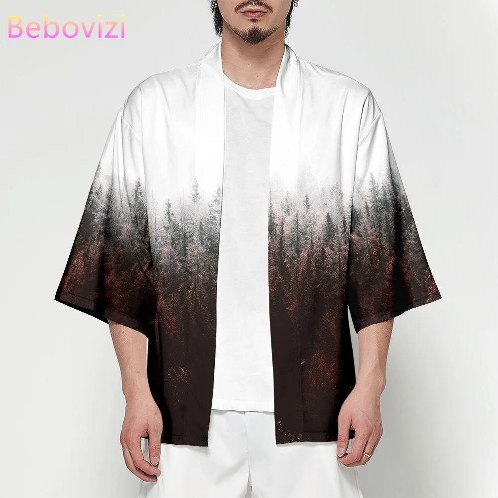 

Beach Two-piece Suit 4XL Loose Japanese Cardigan Women Men Cosplay Yukata Harajuku Traditional Samurai Kimono Shorts Sets