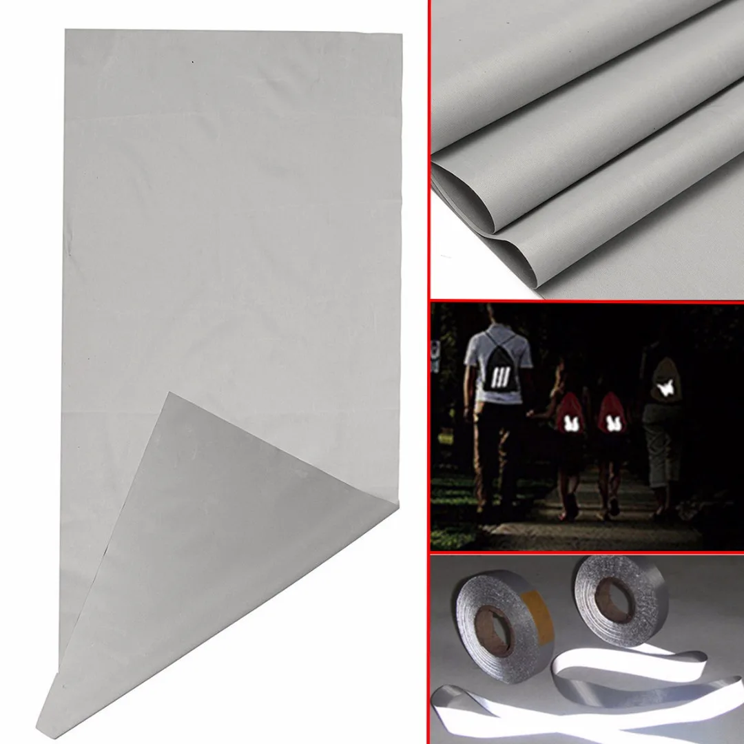 

20"*39" 0.5m*1m Silver Reflective Fabric Sew Black on material Safety Tape