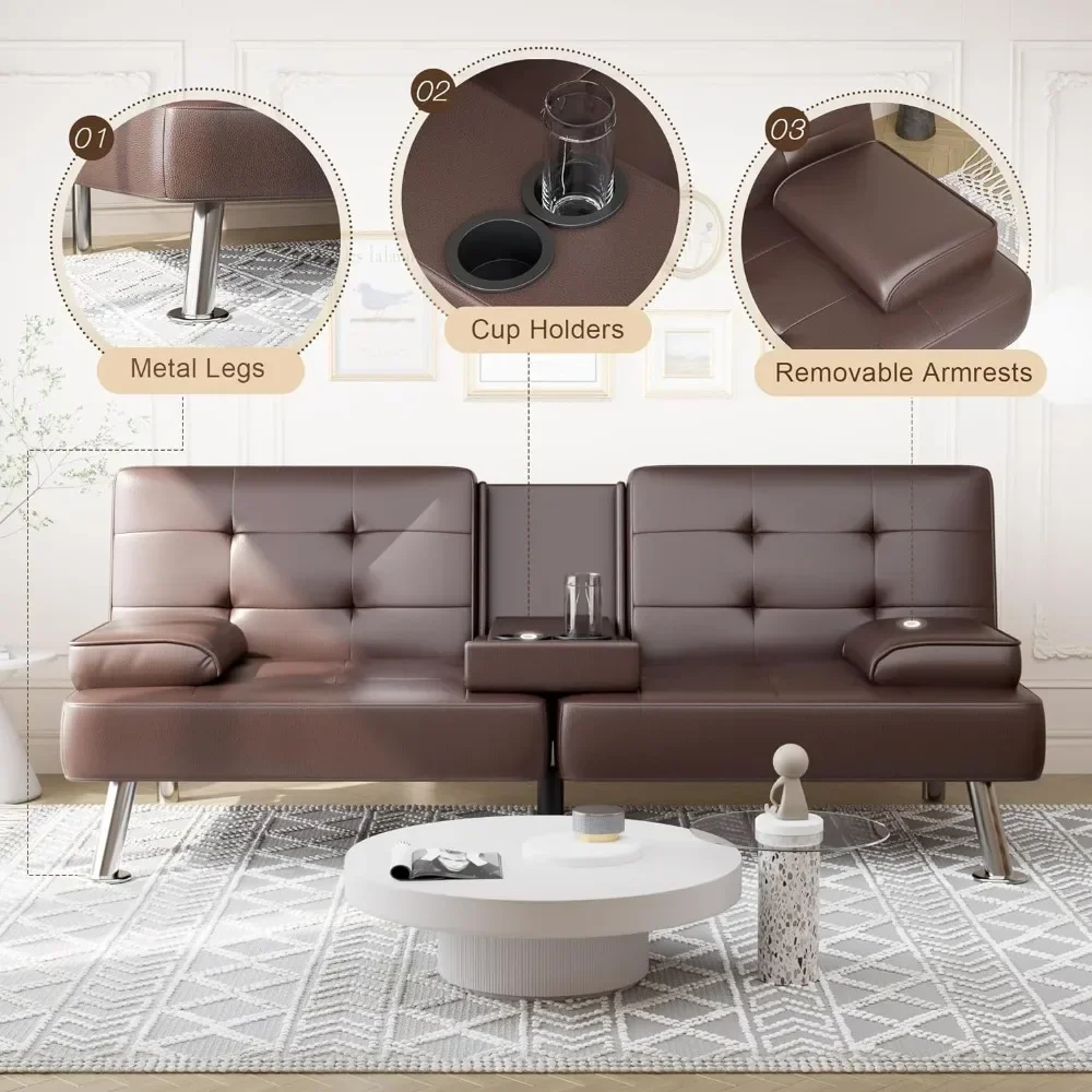 Divano Lette Futon Freckhevole Convertibile Letento согласно 3) imbottito в экопелле con braccioli rimovibili