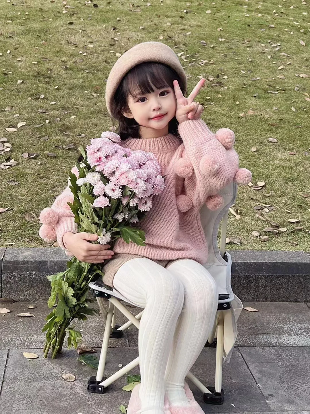 Criscky 2022 Girls Sweater Winter Lantern Sleeve Sweater Warm Thick Knit Sweater Soft Solid Color Children Girls Pullover top