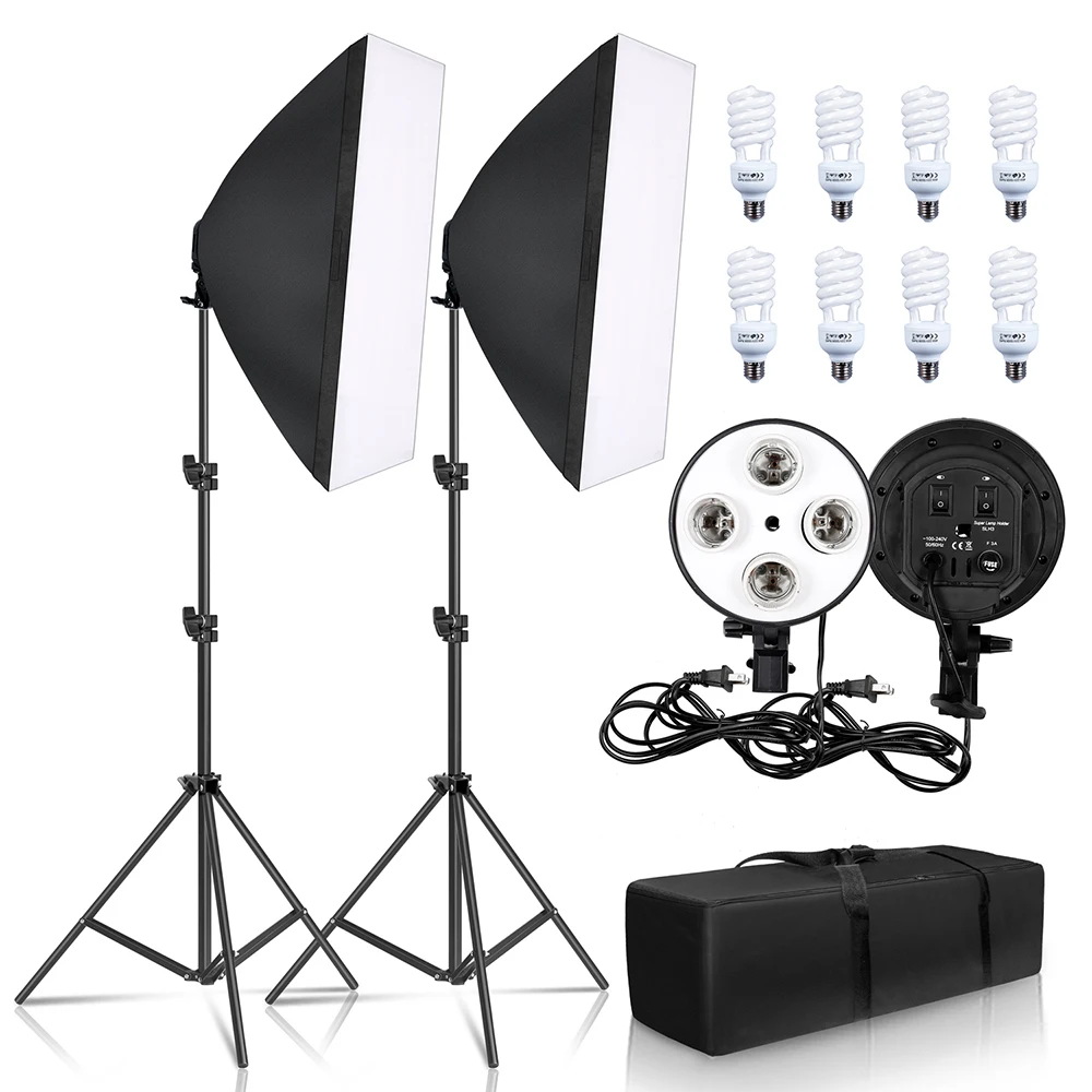 

Photography Softbox Lighting Kit Four Lamp Holder Softbox Kit 50x70CM Soft Box Equipment E27 Base For Photo Studio Kit Shooting