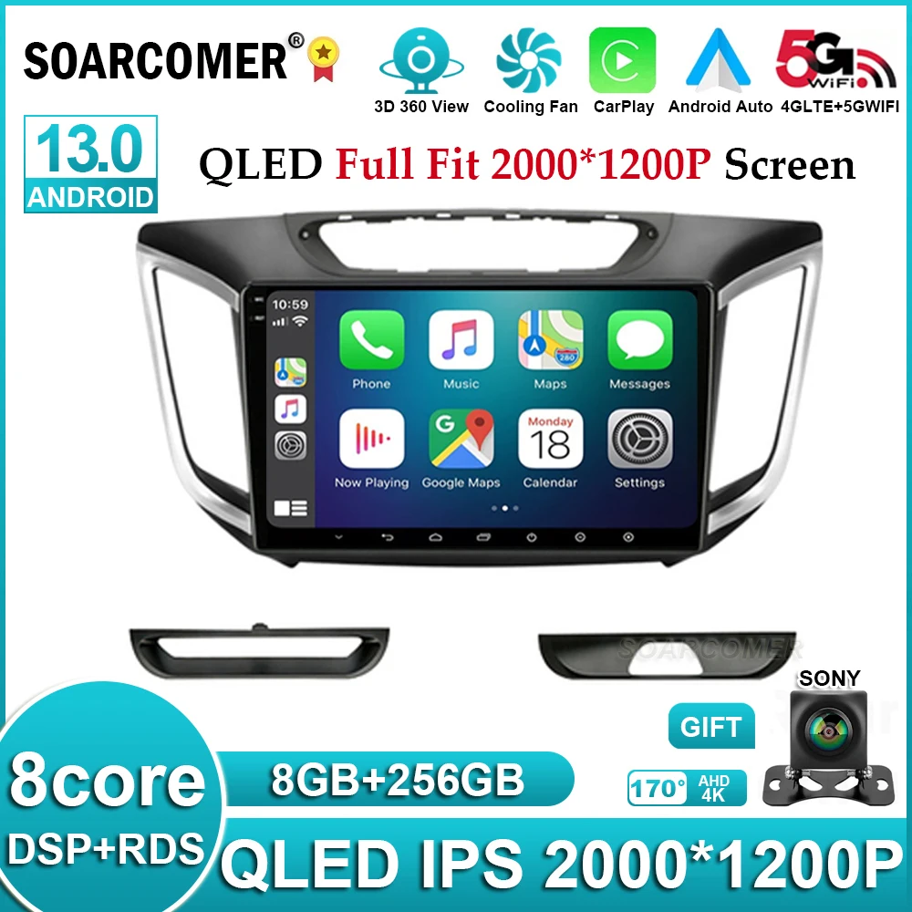 

Автомагнитола на Android 13 для Hyundai Creta ix25 2016-2018, мультимедийный видеоплеер с GPS-навигацией, 4G, Wi-Fi, BT, 2DIN