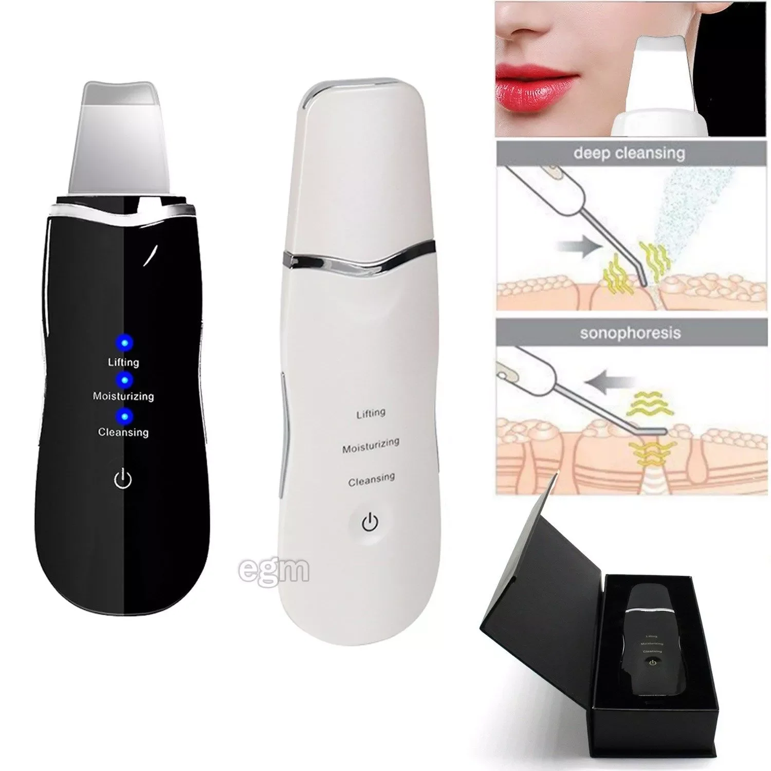 

NEW2022 Skin Scrubber Ultrasonic Face Cleaning Peeling Machine Ion Blackhead Removal Facial Pore Cleaner Skin Care Tools