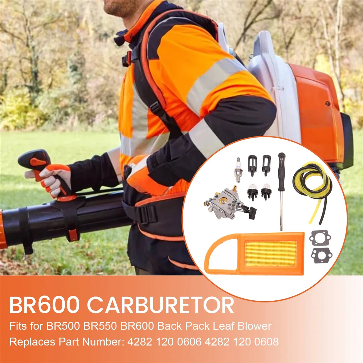 BR 600 Карбюратор Воздушный фильтр Топливный карбюратор Ремкомплект для Stihl BR500 BR550