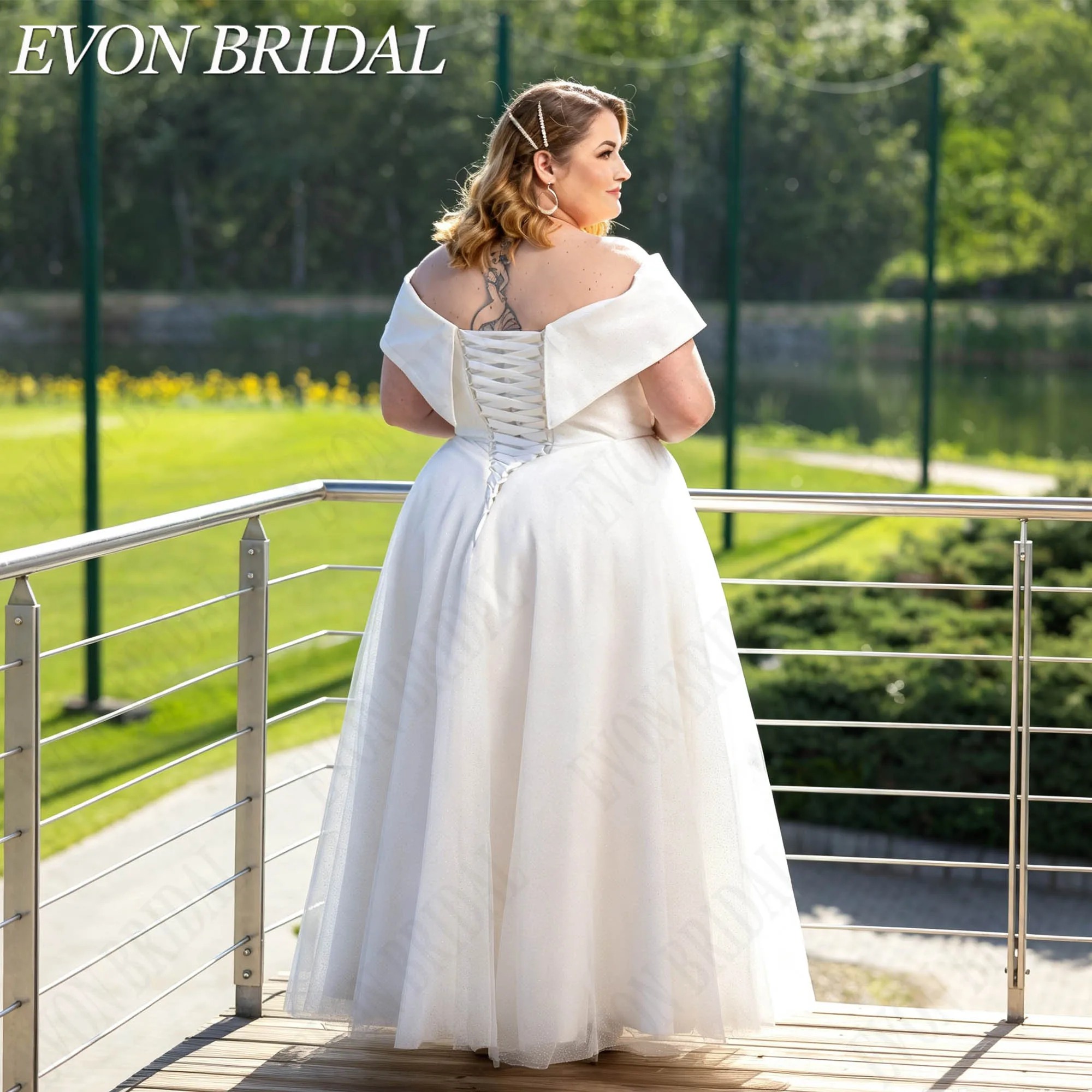 Фото EVON BRIDAL Свадебное платье большого размера без плеч минималистичное А-силуэт для невест вырез в форме сердца индивидуальный пошив простое свадебное платье для женщин элегантное длинное подвенечное платье на заказ №4