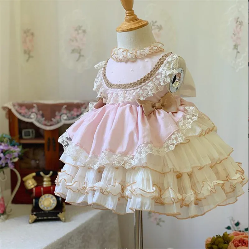 

1st Birthday Party Dresses For Baby Girl Spanish Lolita Eid Girls Ball Gown Princess Lace Vintage Girl Dress Kids Costume 1-9Y