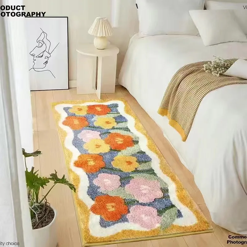 

INS Fluffy Soft Bedroom Carpet Cute Children's Bedside Rug Kids Room Non-Slip Baby Playmats Long Living Room Mats 러그 Alfombra