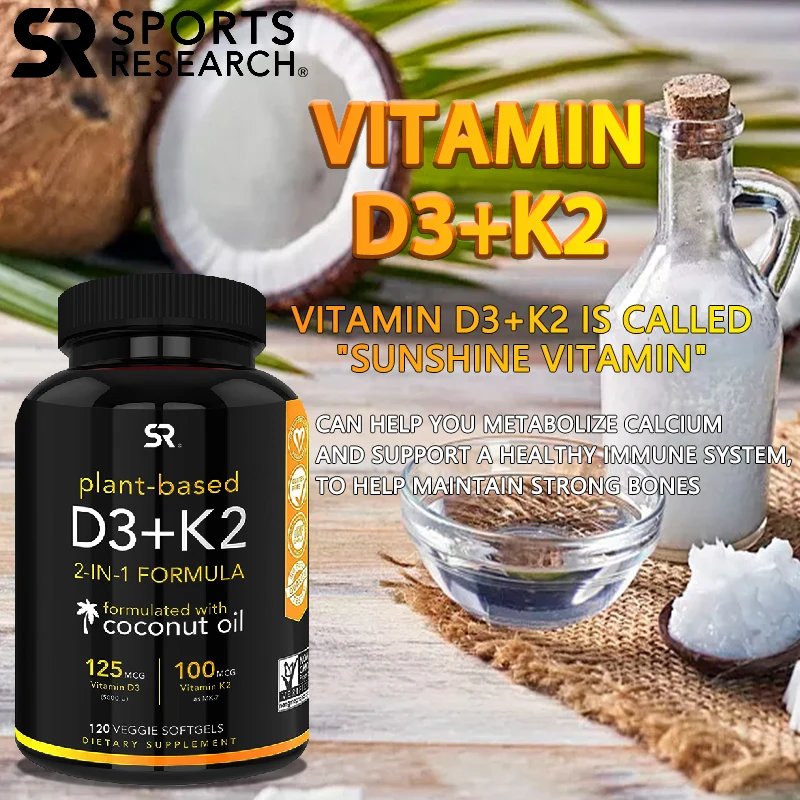 

With Organic Coconut Oil To Support Your Heart, Bones & Teeth | Non-GMO & Gluten-Free, Vitamin K2 + D3 Capsules