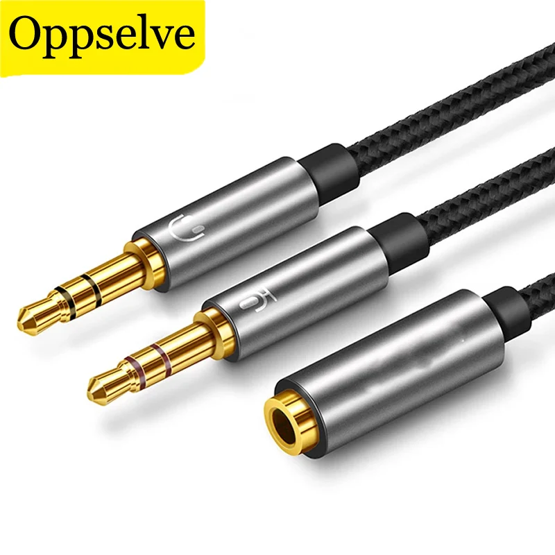 

Oppselve Splitter Headphone For Computer 3.5mm Female to 2 Male 3.5mm Mic Audio Y Splitter Cable Headset For PC Laptop Adapter