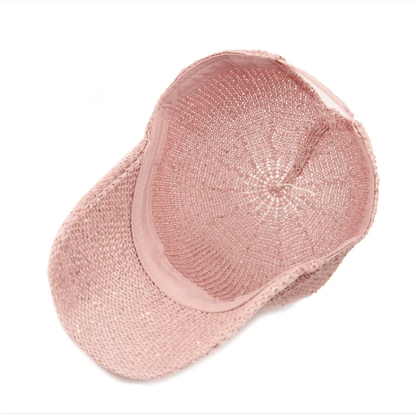 Бейсболка женская с блестками модная дышащая сетчатая Кепка повседневная