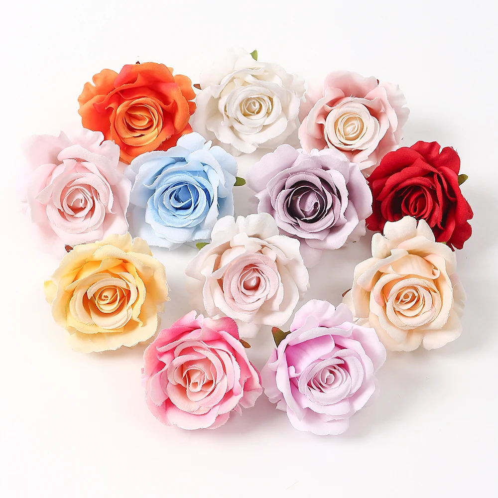 

10Pcs Artificial Flowers Head Silk Rose Flower For Wedding Home Room Decoration Fake Flower DIY Wreath Scrapbook Supplies Floral