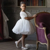 2022 lovely white flower girl dress princess elegant beading pearls first communion dress baby girl birthday dresses