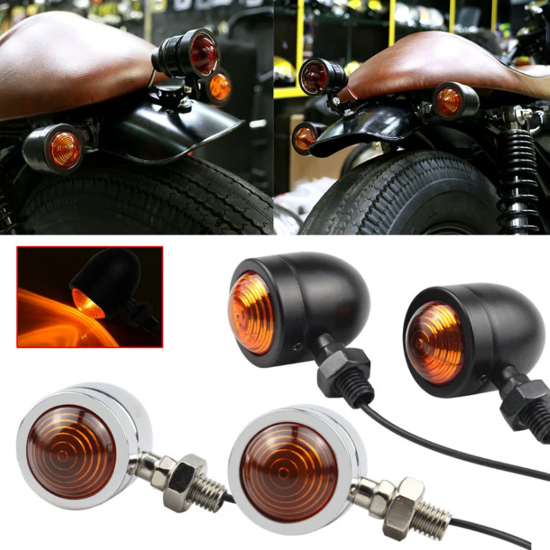 

2pcs Black Bullet Motorcycle Turn Signal Indicator Lamp Light Moto Blinker Light For Harley Honda Chopper Fatboy Bobber Suzuki