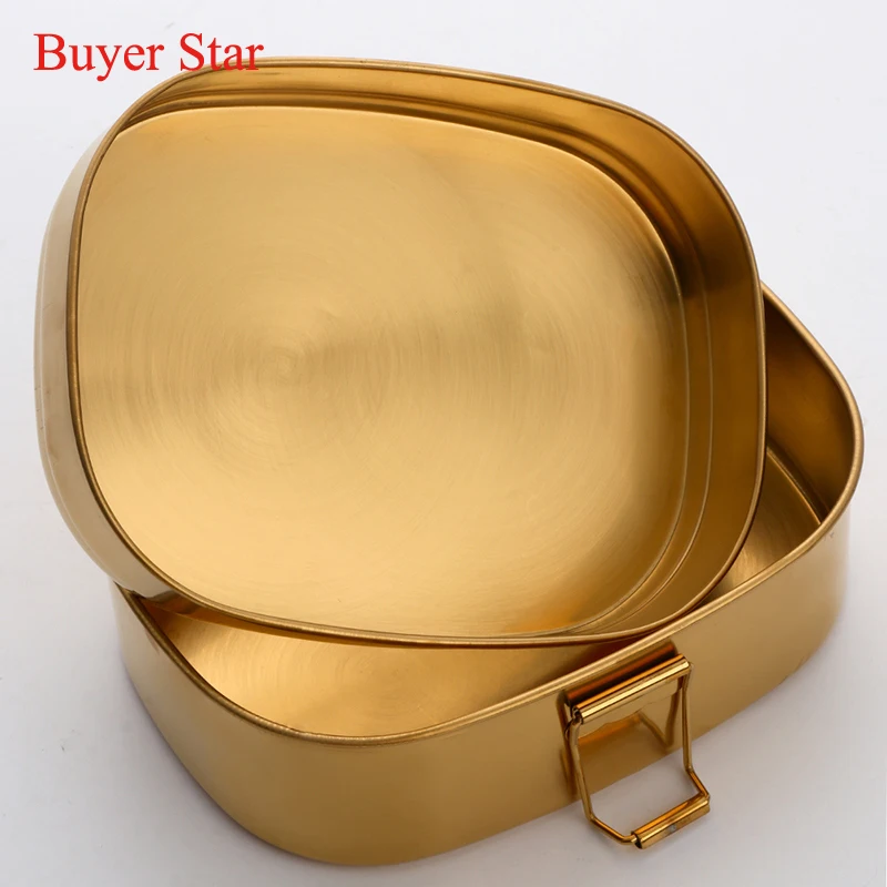 Ланч-бокс из нержавеющей стали двухслойный контейнер для еды Bento студентов менее