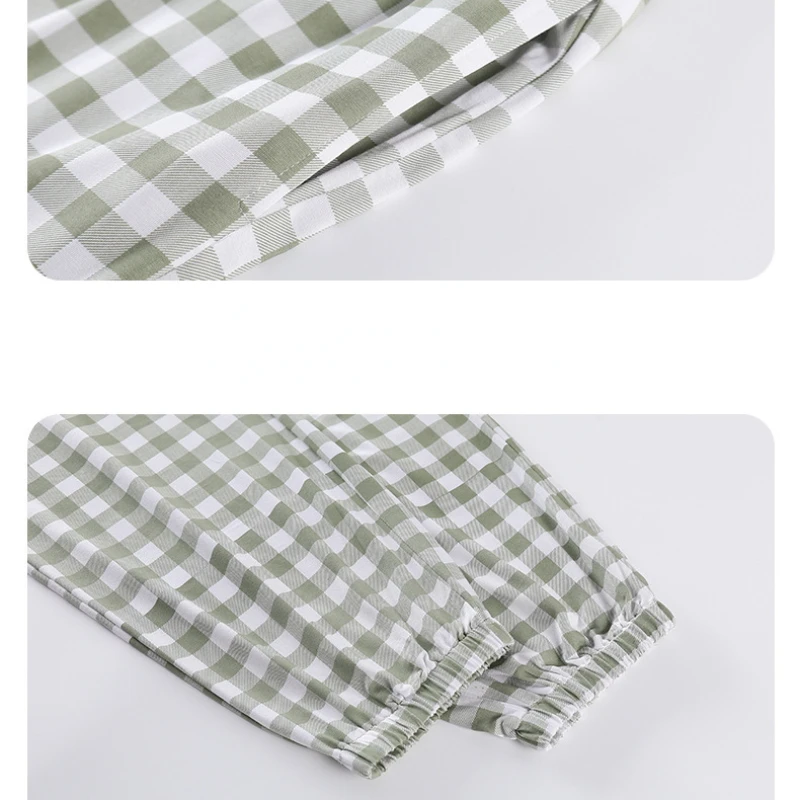 Pajamas Women Summer with Chest Pads Cool Feeling Loose Short-sleeved Trousers Can Be Worn Outside Home Suits Leisure Sleepwear