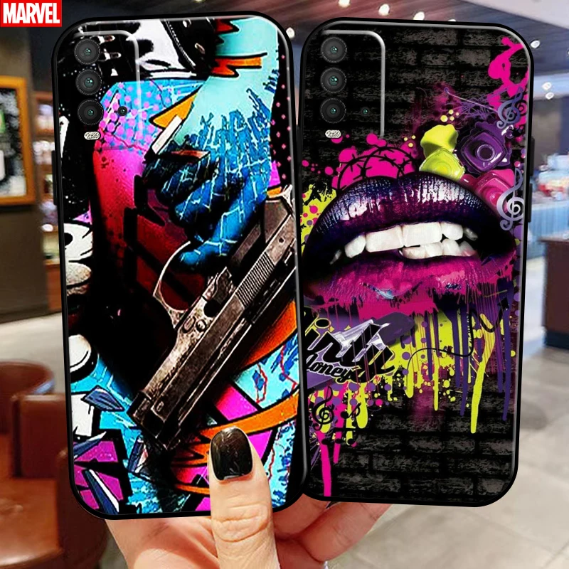 

Street Graffiti Oil Painting For Xiaomi Redmi 9T Phone Case Soft Coque Funda