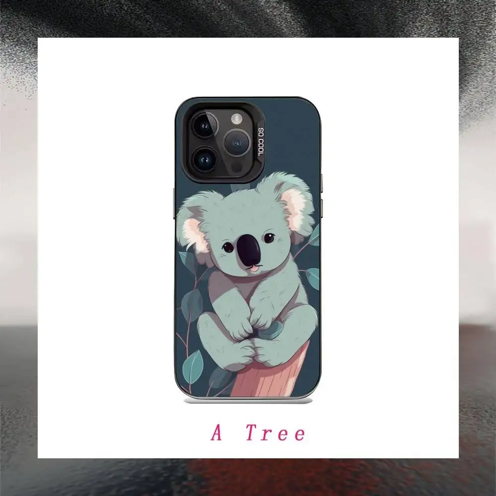 Фото Забавный милый чехол для телефона K-Koala с рисунком C-Cartoon для iPhone 16,15,14,13,12,17, Pro, MAX, черный матовый противоударный чехол №2