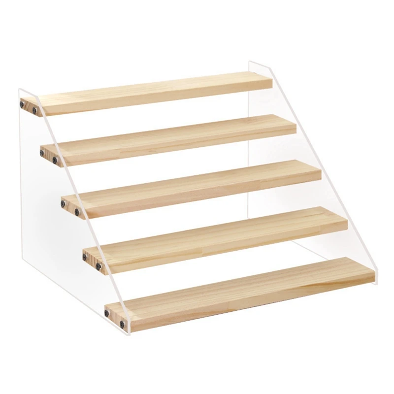 

DIY Wooden Panel Riser Spices & Condiments Rack Blind Box Display Rack Desktop Trapezoidal Display Stand