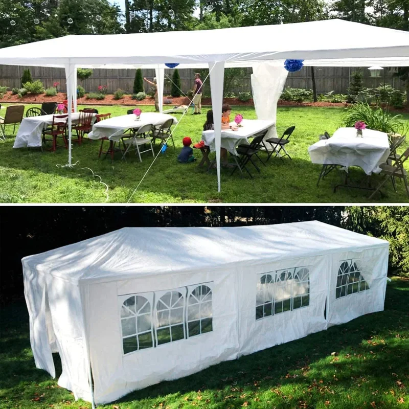 SUGIFT 10'x30' Outdoor Canopy Party Wedding Tent White Gazebo with 8 Side Walls Outdoor awning sheds pergola