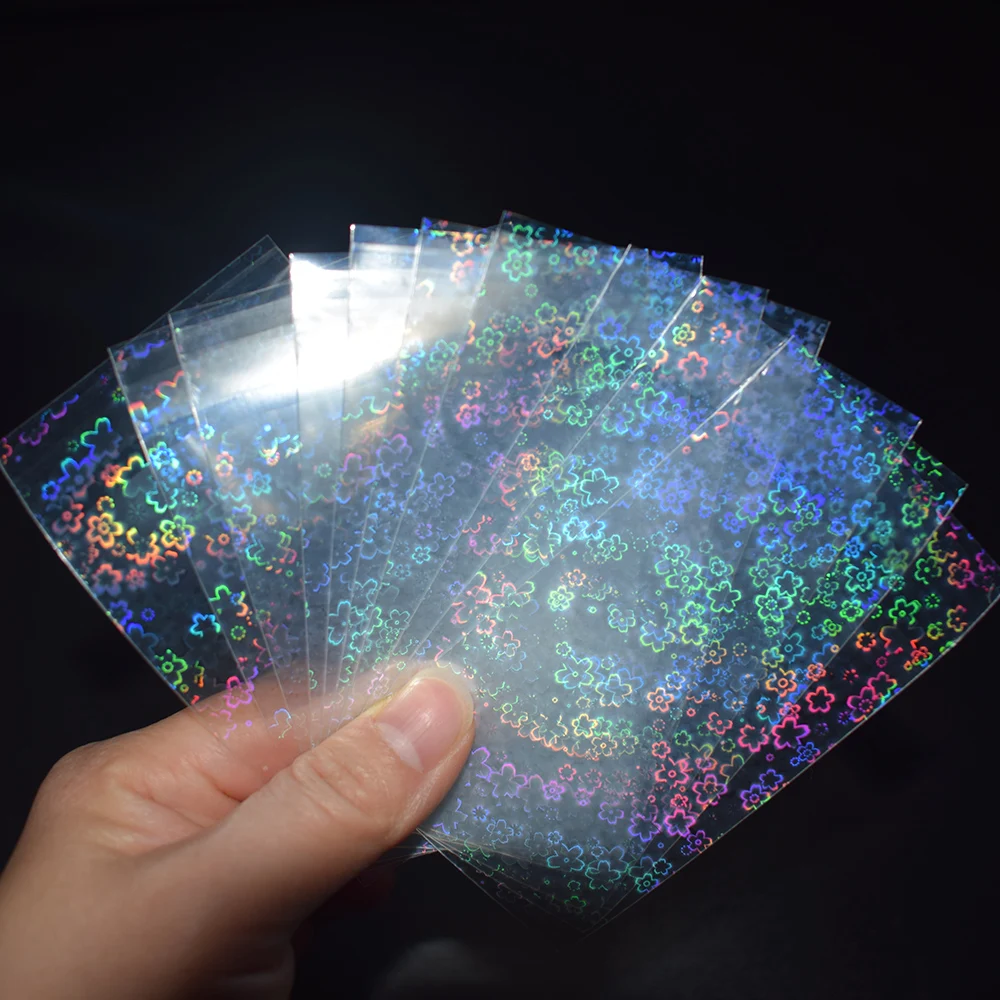 100pcs/lot Flower Small Cards Transparent Laser Clear Sleeves YGO MTG TCG Korea Idol Photo Protector Trading Shield Cover |