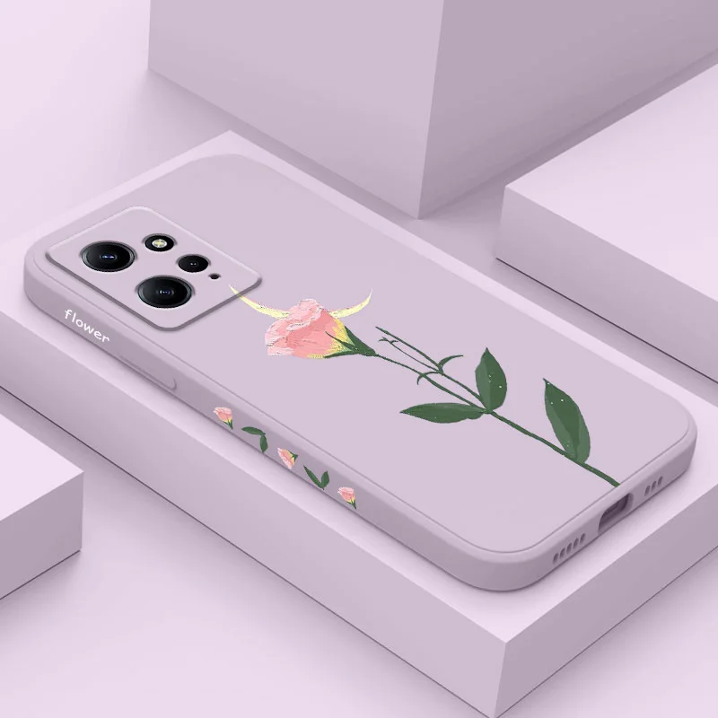 

Single Flower Phone Case For Xiaomi Redmi Note 12 12S 11 11S 10 10T 10S 9 9S 8 7 Pro Plus 4G 5G Liquid Silicone Cover