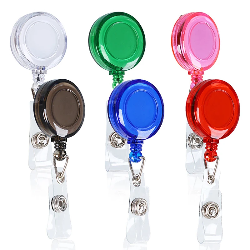 

5PCS Translucent Retractable Badge Reel Lanyard Badge Holder School Lanyard For Keys Office Exhibition Badge Holders Supplies