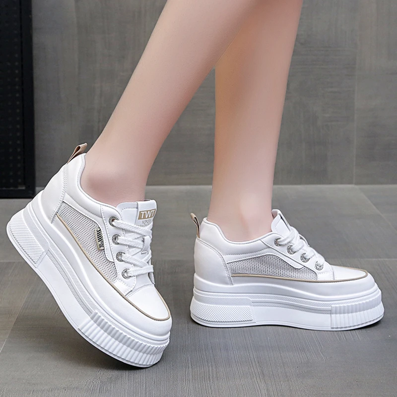 Кроссовки женские на платформе Повседневная Уличная обувь шнуровке дышащие