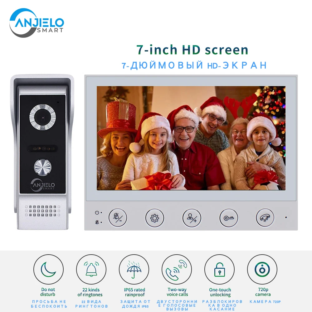 Video Portero Doorbell Camera Intercom System for Home Voice Call Ring Door Bell 7 Inch Video Intercom Panel Open Electric Lock