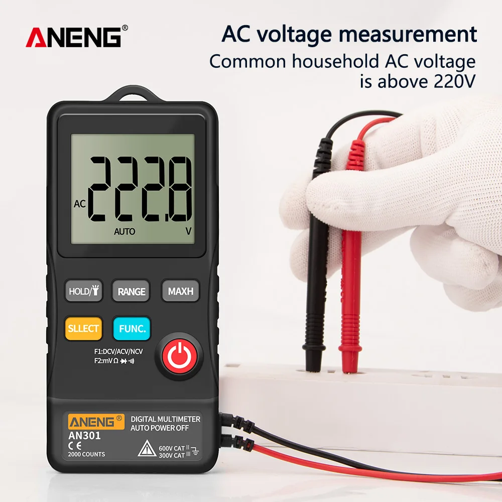 

ANENG AN301 True Rms Digital Multimeter Tester Meter Transistor Testers Automatic Multimetro Profesional AC/DC Car