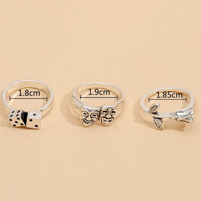

Alloy Rose Flower Fashion 3 Pcs/set Finger Rings Set Jewelry Accessories for Women