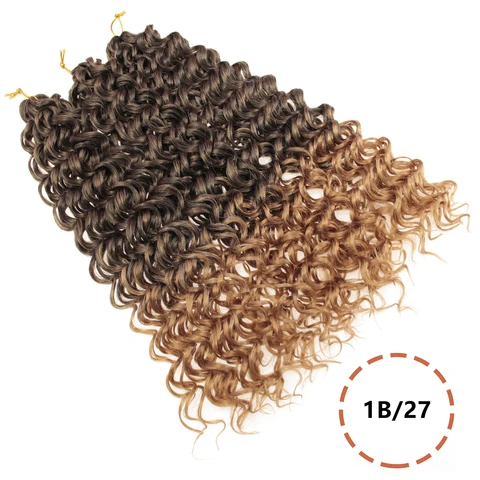 Синтетические Омбре волнистые пряди вязания крючком косички волосы 10 14 18 дюймов афро локоны глубокая волна вязание крючком косички наращивание волос для женщин