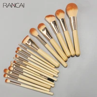 rancai 18 pcs makeup brushes sets wood cosmetic eyeshadow foundation powder blush eye make up brush blending beauty tools kits