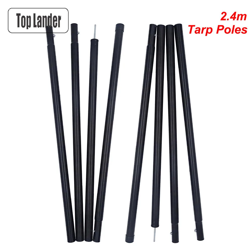 

240cm Tarp Poles Heavy Duty Adjustable 2.4m Iron Support Pole Shelter Awning Canopy Rod Camping Equipment Outdoor Accessories