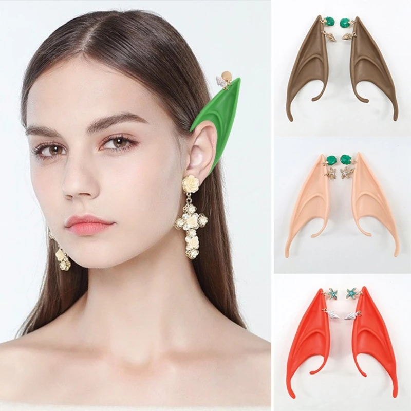 

1Pair Elf Ears with Shell Pendant Fairy Angel Dress Up Cosplay Props Halloween Silicone Soft Harmless False Ears Party DIY Decor
