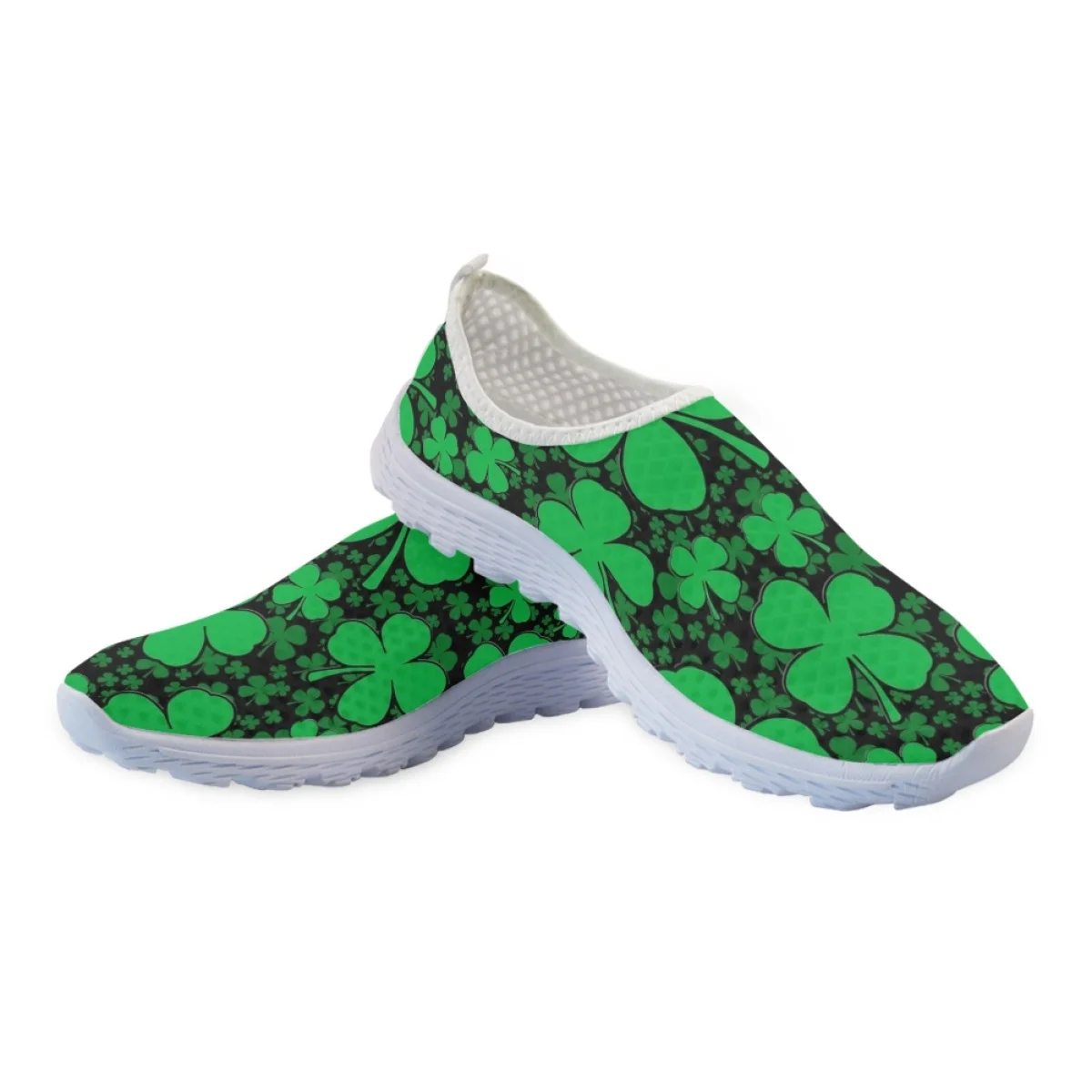 Nopersonality Happy Four Leaf Clover Ladies Shoes Casual Breathable Mesh Flat Sneakers Slip On Fashion Running Shoe Jogging