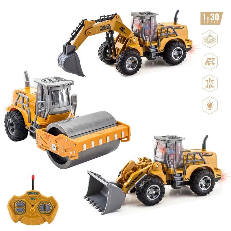 Children Toy Remote Control Car Toys For Boys Radio Control Excavator Roller Bulldozer Electric Engineering Car Kids Toys